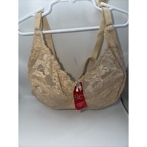 Women's Padded Beige Bra by Qiying Size 44D with Wires and Adjustable Straps New